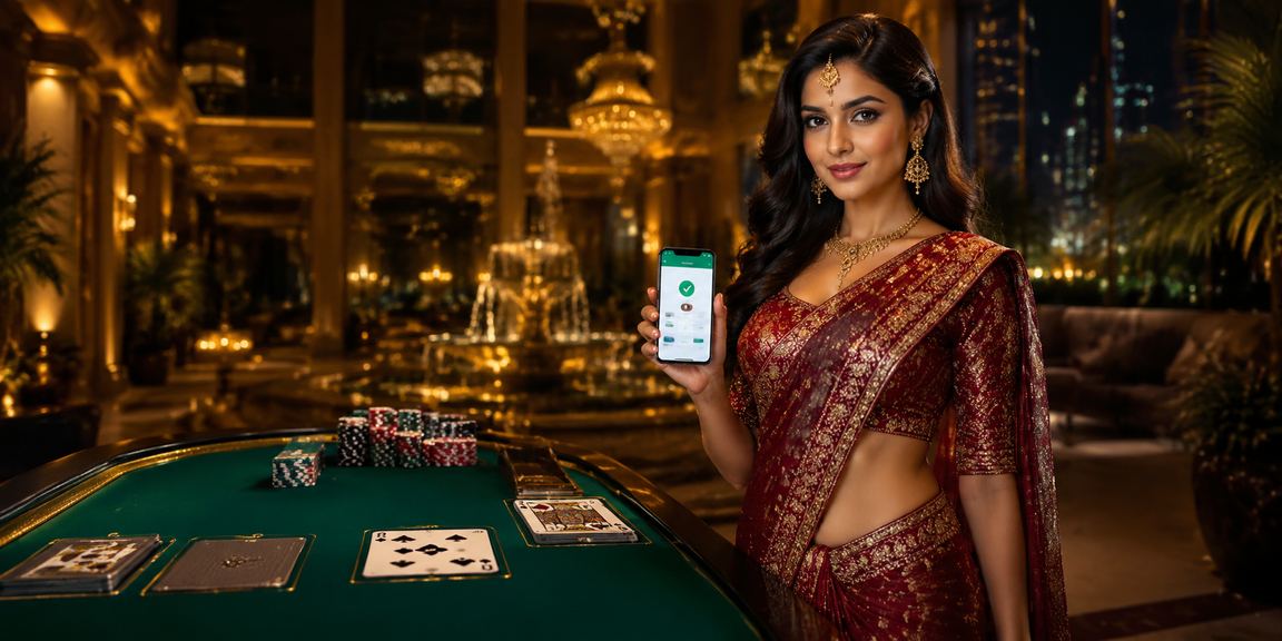 Indian model playing Andar Bahar game in stylish setting